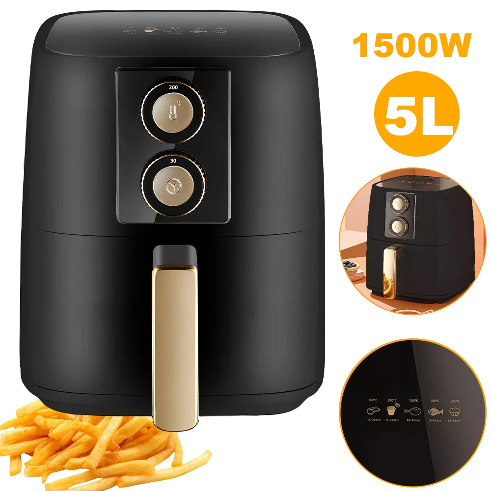 Air fryer, 4/5/6/7/10/12L, fără ulei, automată, pentru uz casnic, cu cuptor cu convecție la 360°, fără ulei