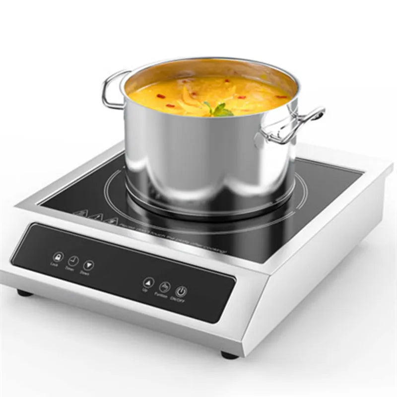 3500W Commercial Electromagnetic Induction Cooker Hotpot Heating Cooktop Soup Stir-Fry Cooking Stove 110V/1800W Restaurant Table