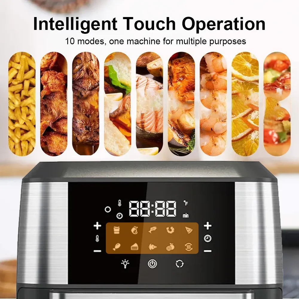 Air fryer, 4/5/6/7/10/12L, fără ulei, automată, pentru uz casnic, cu cuptor cu convecție la 360°, fără ulei