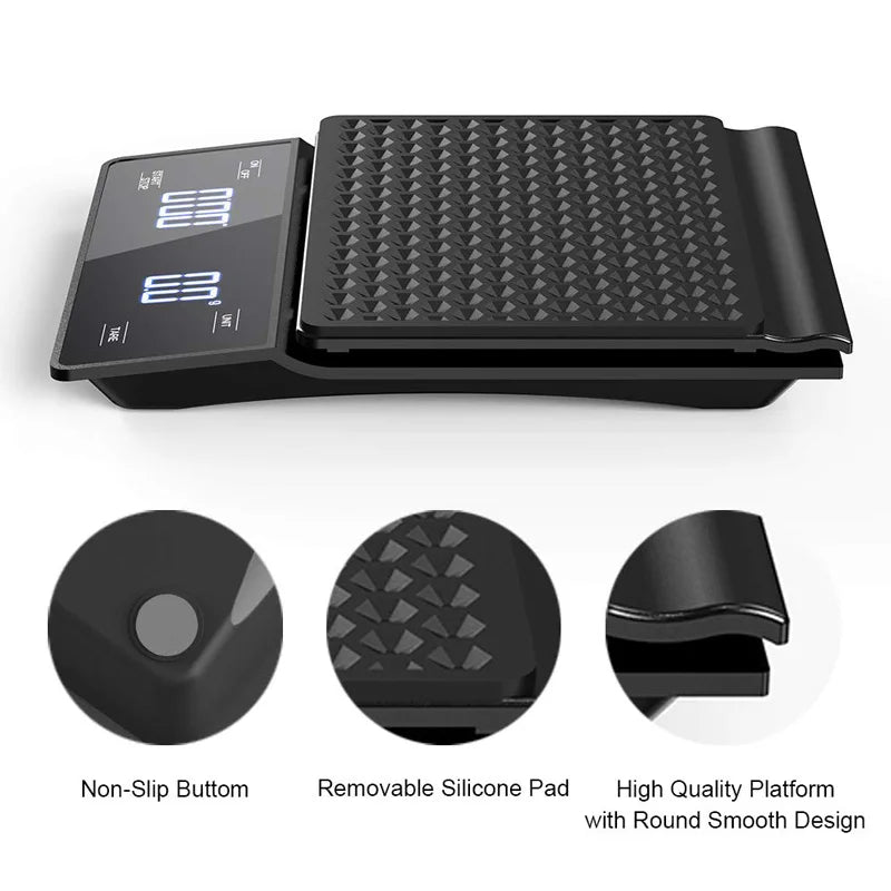 Cântar electronic de bucătărie digital 3 kg/0,1 g, cântar electronic de cafea de înaltă precizie, portabil, cu cronometru, pentru espresso