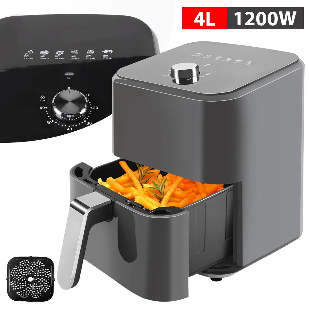 Air fryer, 4/5/6/7/10/12L, fără ulei, automată, pentru uz casnic, cu cuptor cu convecție la 360°, fără ulei