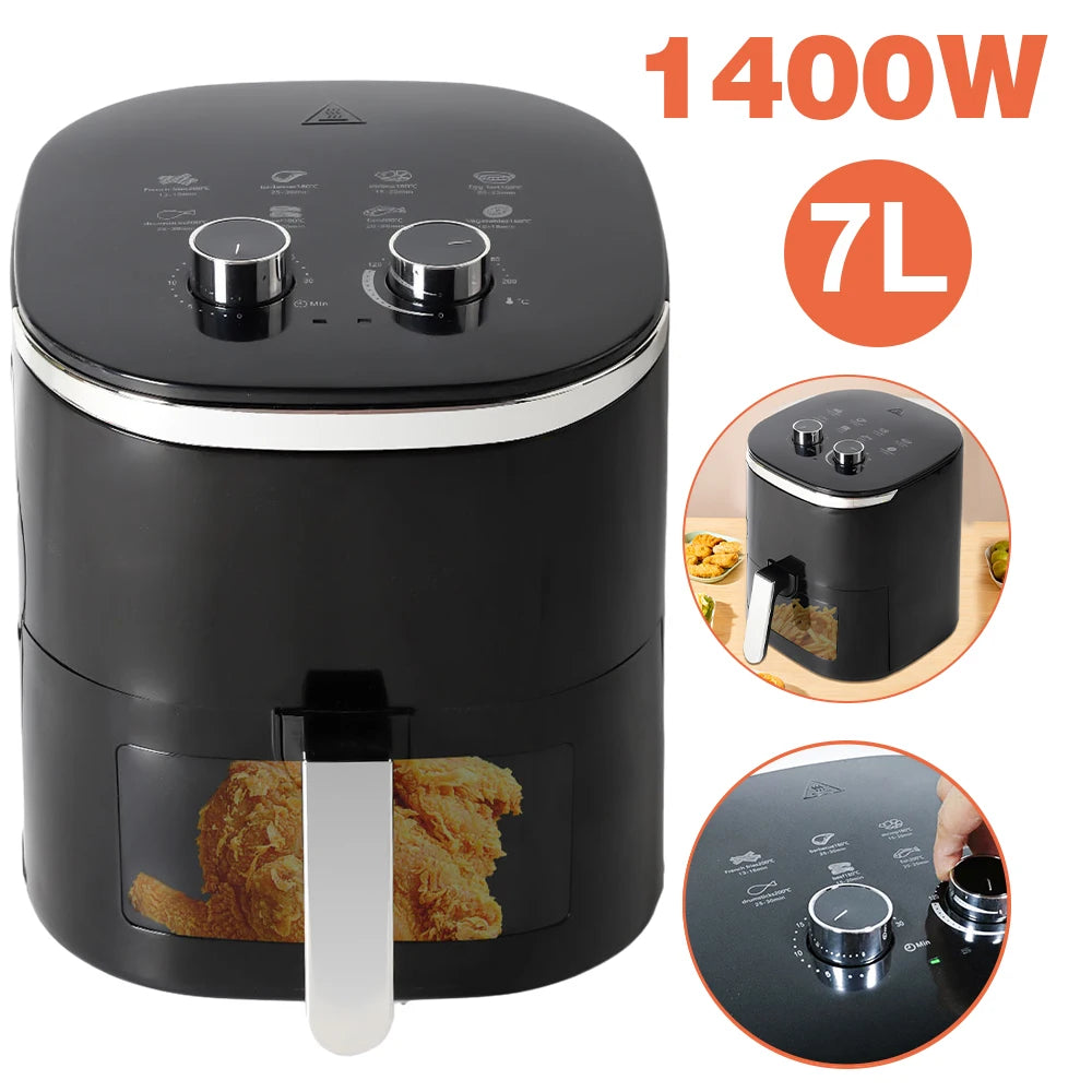 Air fryer, 4/5/6/7/10/12L, fără ulei, automată, pentru uz casnic, cu cuptor cu convecție la 360°, fără ulei