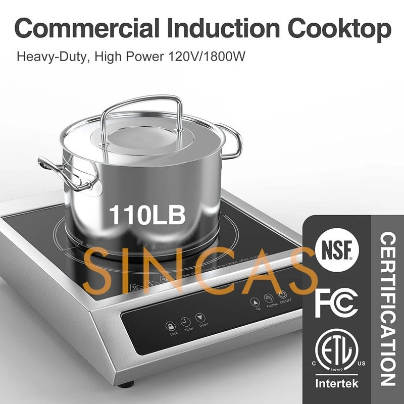 3500W Commercial Electromagnetic Induction Cooker Hotpot Heating Cooktop Soup Stir-Fry Cooking Stove 110V/1800W Restaurant Table