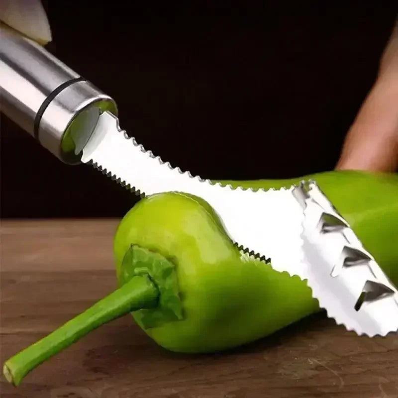 Pepper Seed Corer Remover Vegetable Tool Stainless Steel Jalapeno cucumber Serrated Edge Coring Gadget Kitchen Accessories