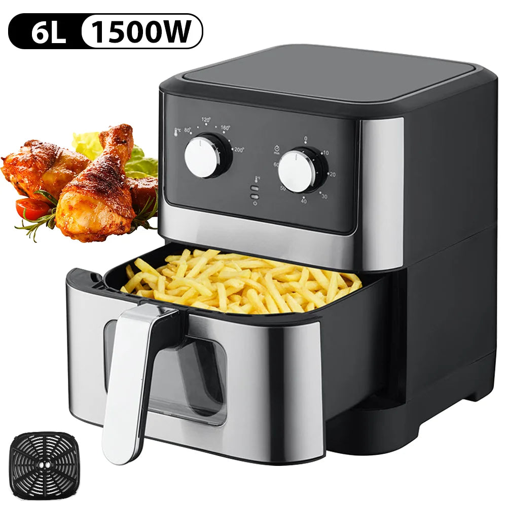 Air fryer, 4/5/6/7/10/12L, fără ulei, automată, pentru uz casnic, cu cuptor cu convecție la 360°, fără ulei