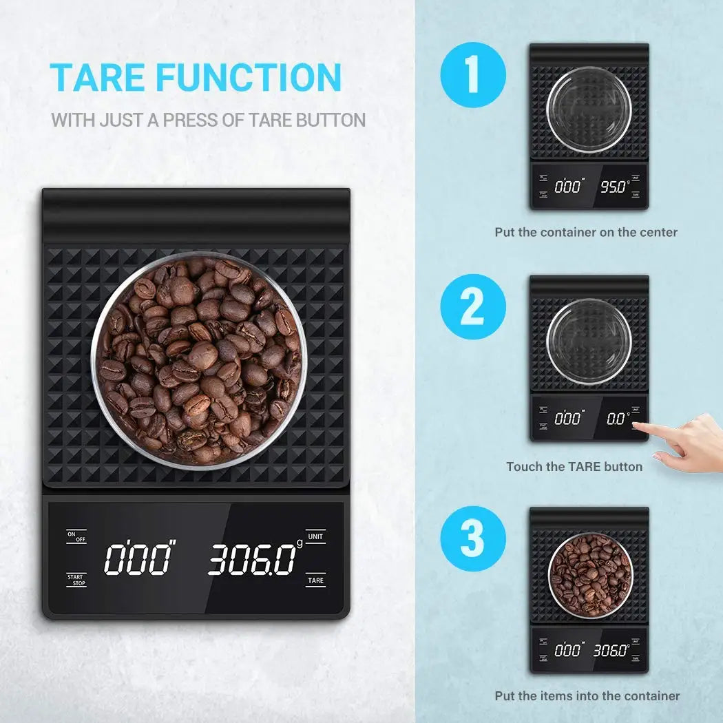 Cântar electronic de bucătărie digital 3 kg/0,1 g, cântar electronic de cafea de înaltă precizie, portabil, cu cronometru, pentru espresso